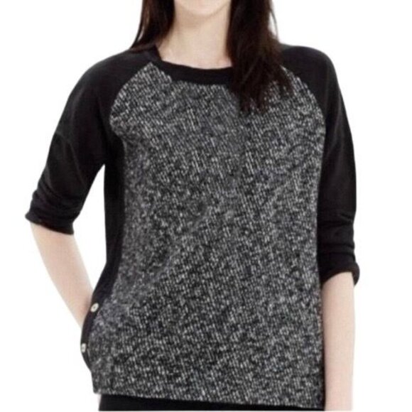 Madewell Womens Textured Black Sweater With Side Buttons Size M - Picture 3 of 8